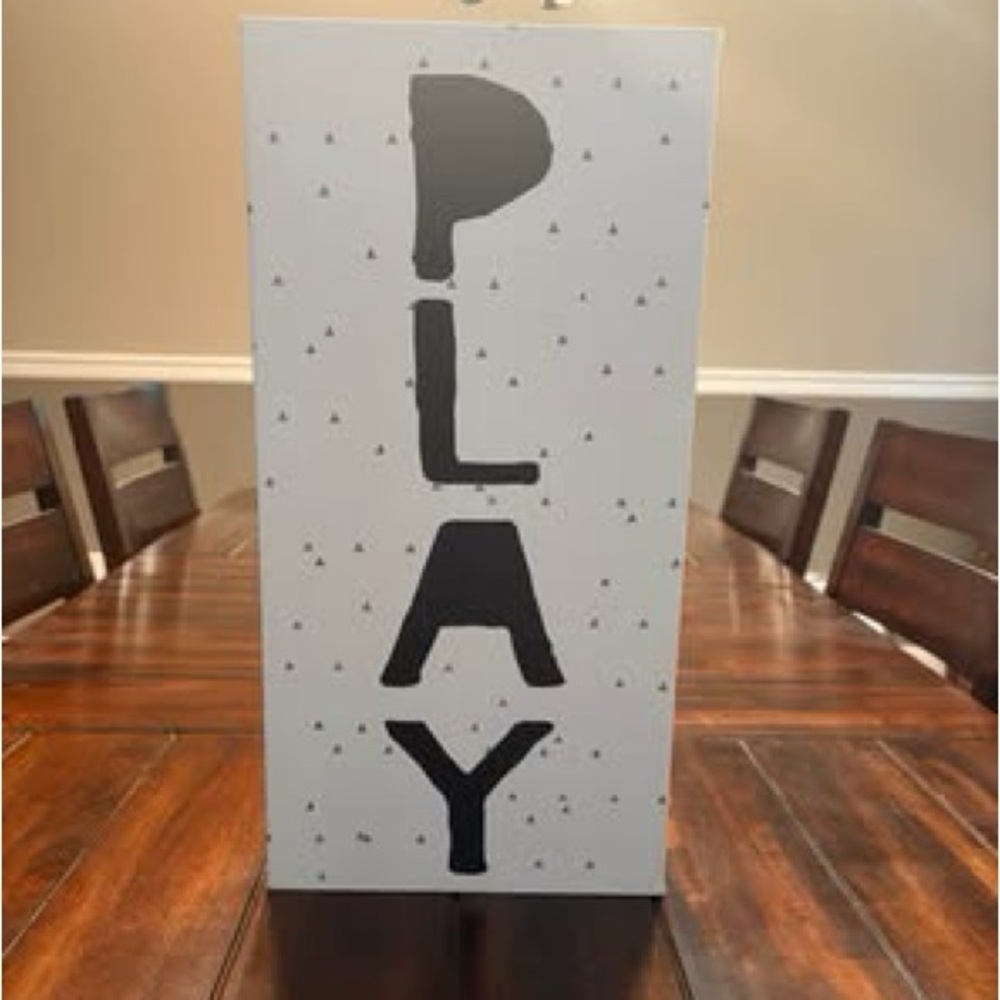 Black & White “Play” 20”x10” Playroom/Bedroom decor